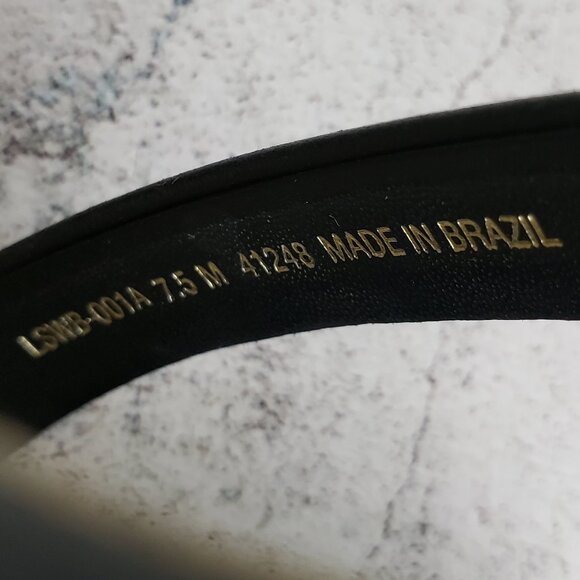 42 Gold Linx Black Leather Mesh Slide Sandals Heels size 7.5M Cocktail Evening - Picture 12 of 16